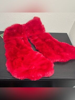NEW Granville Lane 20" Faux Fur Red Christmas Stocking Set of 2